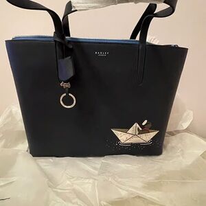 Radley London Navy Tote with Paper Boat Design